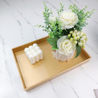 Spsyrine Gold Bathroom Vanity Tray with Handles for Dresser Tops, Countertop, Perfume Decorative Tray, 11.8” * 7.87” *1.37”