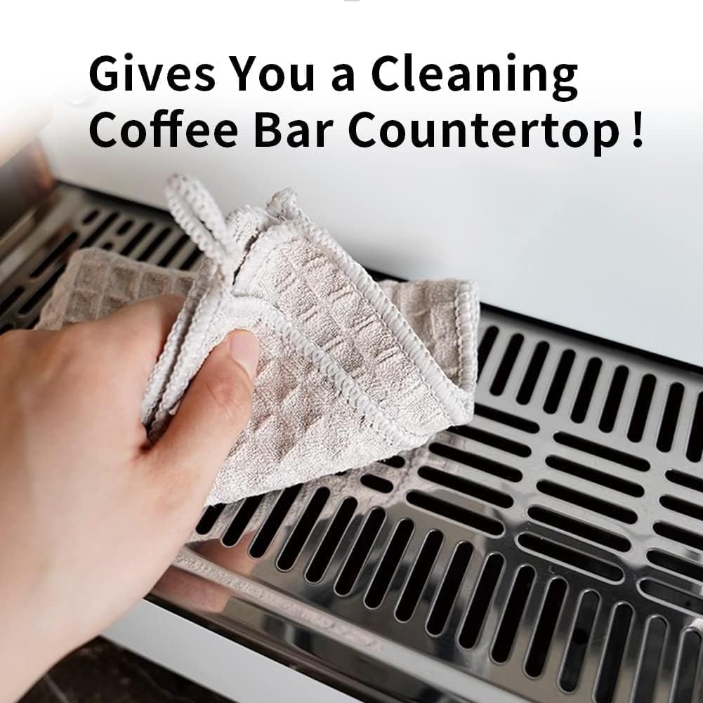 watchget Barista Micro Cloth 10 Pack, Microfiber Barista Cleaning Towels Microfiber Waffle Weave Kitchen Dish Cloth Coffee Bar Towel Coffee Machine Cleaning Cloth, Khaki(12"x12")
