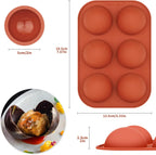 4Pack 6-Cavity Semi Sphere Silicone Mold, Baking Mold for Making Hot Chocolate Bomb, Cake, Jelly, Dome Mousse ((2Pcs Purple + 2Pcs Red))