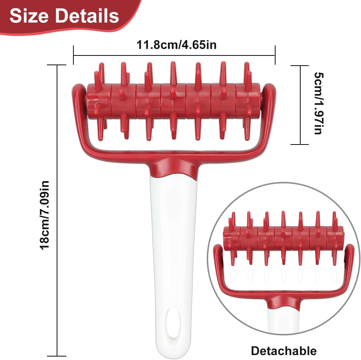 Pizza Dough Docker Roller Plastic Pizza Pin Puncher Dough Hole Maker Docking Tool Pizza Making Accessories for Cookie Pie Pastry Bread(Red)