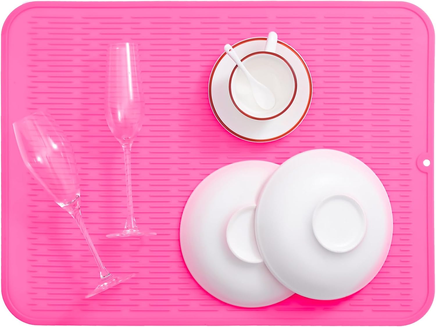 Silicone Dish Drying Mat for Multiple Usage,Easy clean,Eco-friendly,Heat-resistant Silicone Mat for Kitchen Counter or Sink,Refrigerator or Drawer Liner Rose 2XL 24 inches x 18 inches