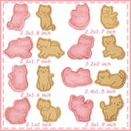 8pc 3D Cute Cat Cookie Stamps, Cupcake Pancake Apple Pie Pastry Biscuit Molds, Fruit & Sandwich Cutter Set for Cat Party Decorations
