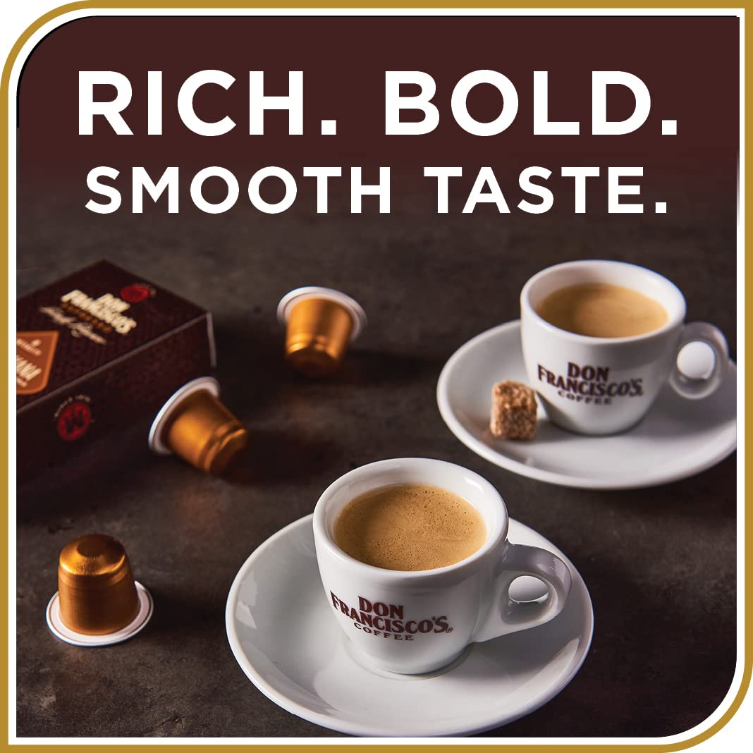 Don Francisco's Organico Espresso Pods: 40 Dark Roast Aluminum Capsules, Intensity 7, Compatible with Nespresso Original Line Machines - Bold Cuban-Style coffee with Caramel Notes
