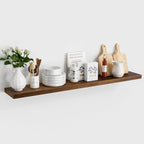 Vivelove Solid Wood Rustic Floating Shelves 36 Inch Long, 8 inch Deep Floating Wall Shelves for Living Room Kitchen Bedroom Bathroom Office, Farmhouse Home Decor, 1 Pack, Dark Walnut, Pine Wood