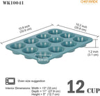 CHEFMADE Muffin Pan, 12 Cups Non-Stick Cupcake Baking Pan Heavy Duty Carbon Steel Pan Muffin Tins Standard Baking Mold for Cakes（Green）