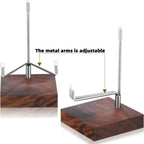 Wenqik 4 Pcs Crystal Display Stand Adjustable Metal Arms Small Rock Display Stand with Wooden Base Geodes Rock Agate Mineral Easel Holder for Collectibles(3.15 x 3.15 x 4.65 Inch)