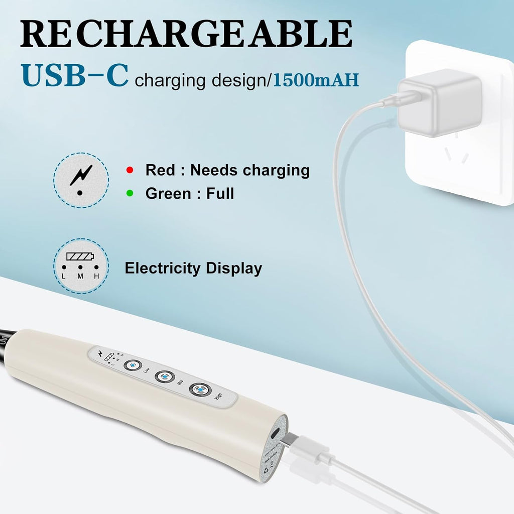 Milk Frother Handheld for Coffee, Electric Whisk 3 Speed Adjustable, Drink Mixer with Stainless 3 Whisks, Rechargeable Hand Frother Wand, for Latte Cappuccino Hot Chocolate Egg Beige