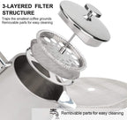 Secura French Press Coffee Maker, 17-Ounce, 304 Stainless Steel Insulated Coffee Press with Extra Screen