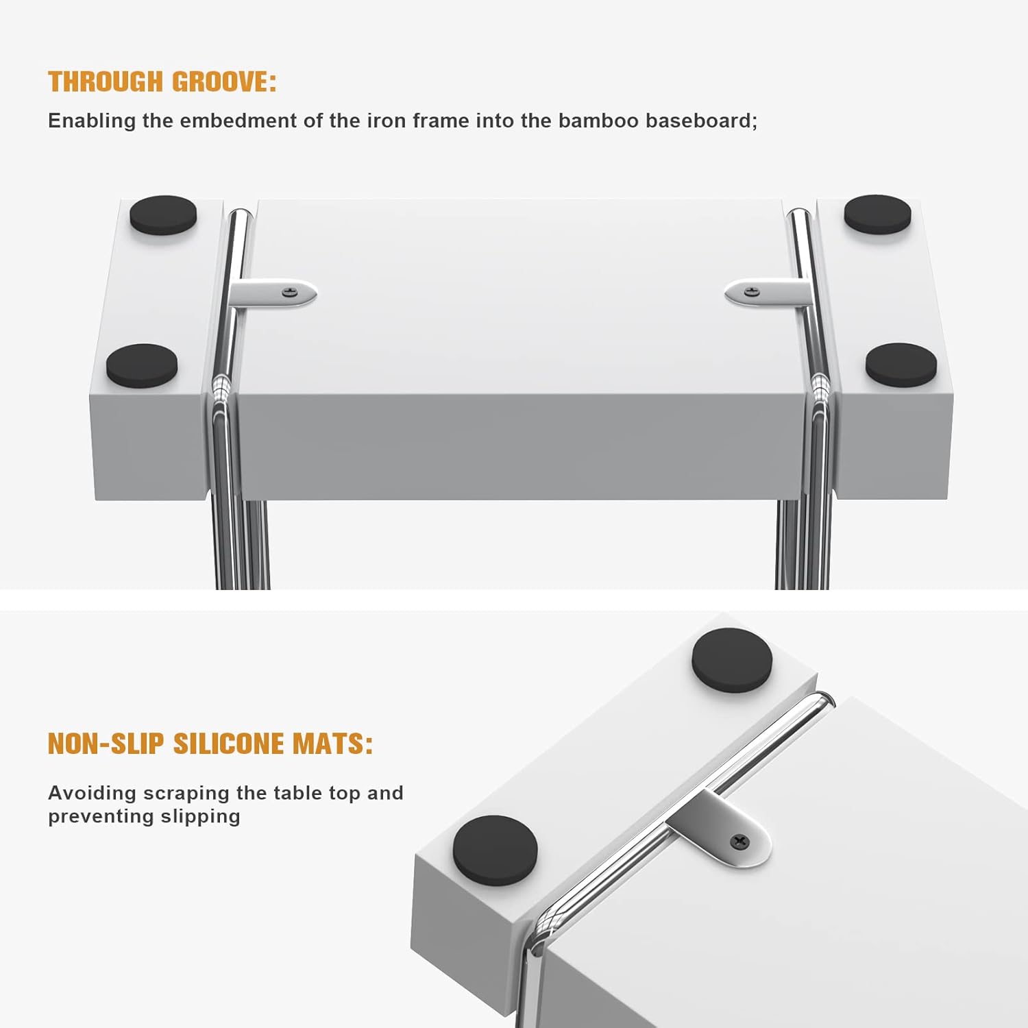 Napkin Holder for Table, Bamboo Iron Standing Napkin Dispenser for Kitchen Dining Table Farmhouse Cocktail Picnic Rustic Wood Holders for Mail Bills Suitable for All Dining Room Decors Silvery & White