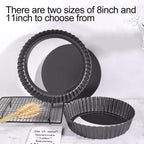 CALIDAKA Tart Pan Non-Stick Carbon Steel Quiche Pan Removable Bottom Pie Pans for baking Quiche Baking Dish(SIZE:8inch)