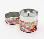 Japanese Pokkan Coffee Spice Tea Tin Canister Washi Paper Storage with Lid 7.05 oz Capacity (Eto, S)