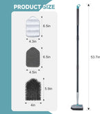 nacena Shower Scrubber with Long Handle, 3 in 1 Tile Tub Scrubber Brush with 3 Detachable Cleaning Heads Adjustable Handle Shower Cleaner Brush for Bathroom, Kitchen, Toilet, Wall, Sink, Black Grey