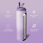 BOTTLE BOTTLE Stainless Steel Water Bottle with Straw and Lid,32 oz Vacuum Insulated Cup,Stay Cold and Hot, Leak-Proof Wide Mouth Water Bottles for Men and Women purple