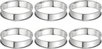 HARFINGTON 6pcs Crumpet Rings 3.94" Nonstick Round Cake Ring Stainless Steel Double Rolled English Pastry Rings for Kitchen Baking Crumpet Dessert, Silver