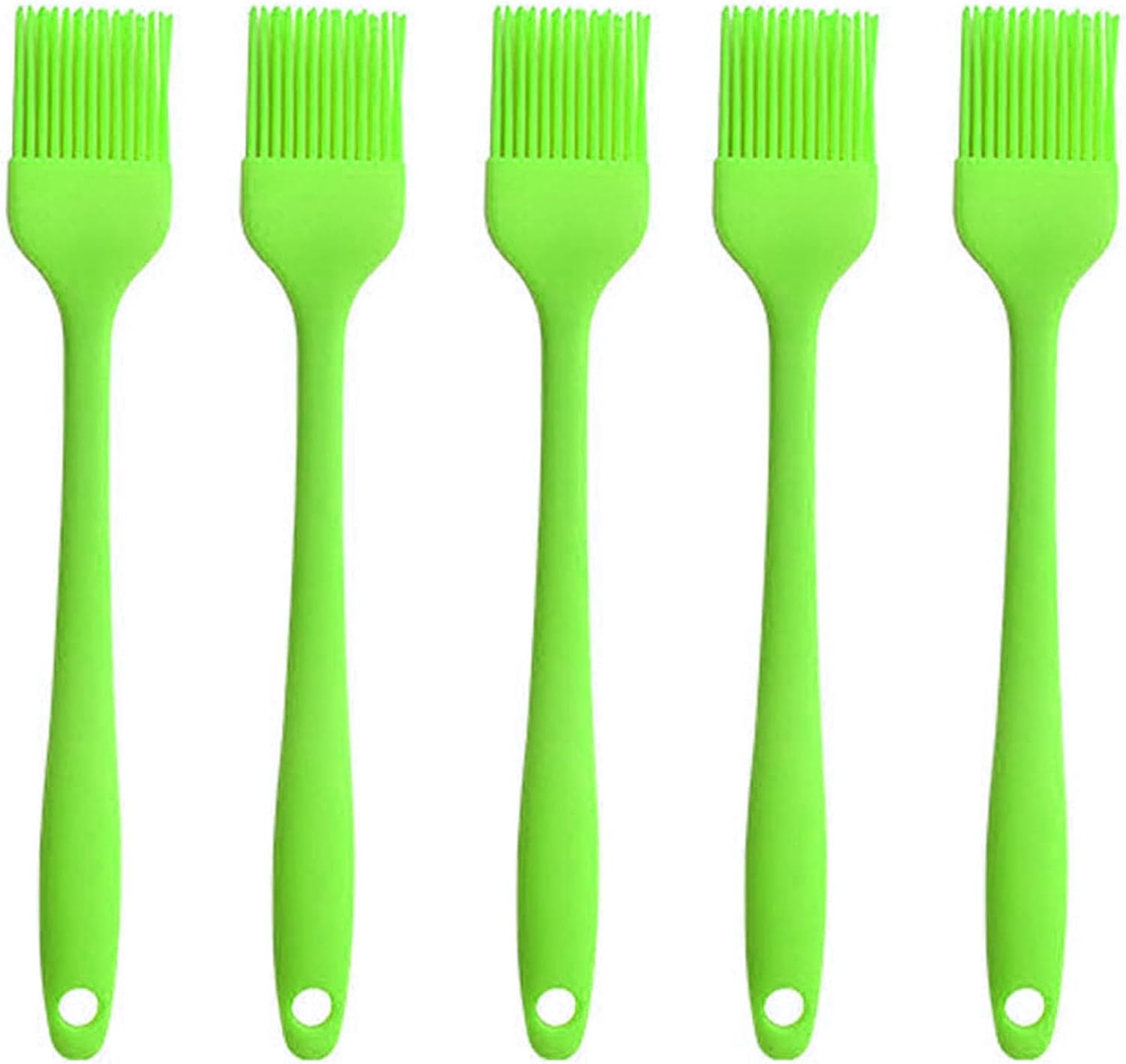 Silicone brush, Oil Brush for BBQ Kitchen Cooking Baking and Grilling（5 PCS,Green)