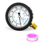 MEANLIN MEASURE 0~160Psi Stainless Steel Liquid Filled Pressure Gauge 1/4" NPT 2.5" FACE DIAL with Rubber Protective Sleeve, Lower Mount