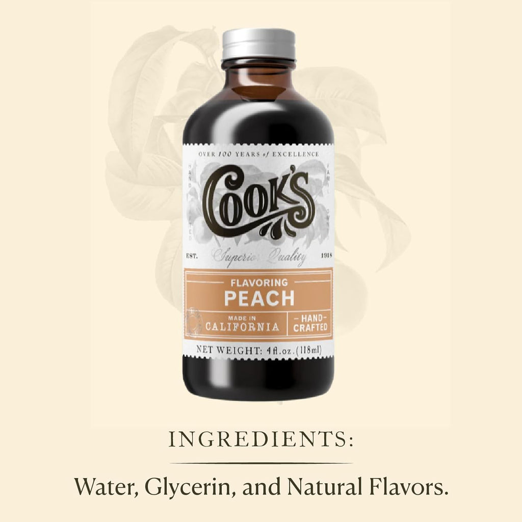 Cook's, Peach Flavoring for Baking, Preserves, Ice Cream, Jam, Cakes, 16oz