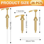VOISEN Coffee Syrup Pumps, Syrup Pump, 26 Pack Gold Skinny Syrup Pump for 750ml 25.4oz Syrup Bottle, Syrup Pump Dispenser for Kitchen Dinning Coffee Bar Drinking Mixes,Davinci,Jordans