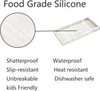 DNC 2PC 7.9" Small Silicone Bathroom Tray for Counter, Vanity Tray for Countertop, Kitchen Sink Soap Tray for Dish Holder Dispenser Toilet Tank Desk Organizer Marble White
