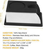 Yosoo Stainless Steel Coffee Tamper Stand, Coffee Powder Maker Rack Silicone Tamping Mat, Coffee Tampers Tool Accessory, Black