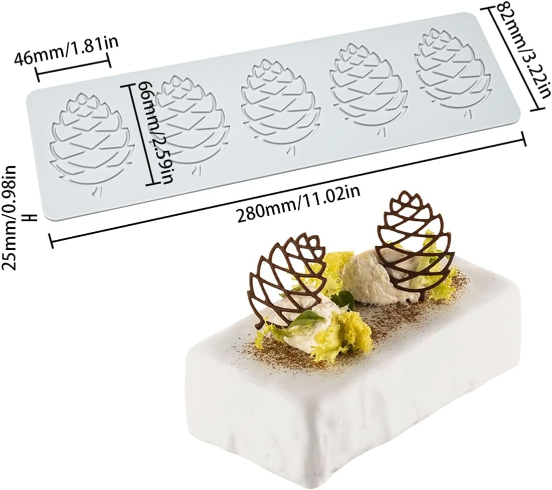 mostsom3D Hollow Out Lace Mold Silicone Pinecone Shape Fondant Molds Chocolate Mould For Cake Pastry Decor Baking Gumpaste Moulds Decoration Sugar Lace Veil Mat (O_ Pinecone)