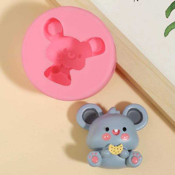 1 Pcs Cute Mouse Candy Silicone Mold, Cute Animal Chocolate Fondant Mold, for Theme Party Cake Decoration Kitchen Baking Bread Biscuit Making Dough Gum, Resin Crafts Clay Plaster