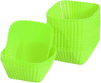 uxcell 36Pcs Silicone Cupcake Baking Cups, Silicone Muffins Liners Non-Stick Square Baking Cups, for Cooking Eggs Baking Muffins and Make a Cake(Green)