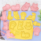 8pcs Cat Cookie Cutters Set, 3D Cute Stamps, Cupcake Pancake Apple Pie Pastry Biscuit Molds, Fruit Sandwich Cutter, Baking Molds for Party Decorations (Cat-1)