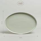 over&back Stackable Stoneware Serving Platter - Elegant 1-Piece Oval Serving Platter to Complete Your Kitchen Set - Perfect for Appetizers, Desserts, and More - 16" L x 11" W - Semi-Matte Sage
