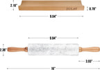 Zulay Kitchen 17-Inch Marble Rolling Pin With Stand - Polished Marble Rolling Pins For Baking With Long Beechwood Handle - Non-stick Roller Pin For Baking Pastries, Bread & Pizza