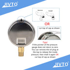 Pressure Gauge,Glycerin Liquid Filled,2.5" Dia,0-60 psi(Single Scale),1/4" NPT Brass Connection,Lower Mount, Stainless Steel Case,for Pneumatic,Pump,Hose,Well Tank,Gas Air Water Oil