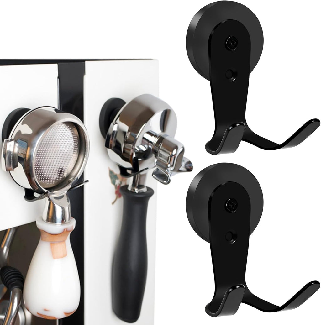 Magnetic Portafilter Holder for Espresso Machine, Coffee Tamper Organizer Rack with Powerful Magnet, Compatible with Breville/Rancilio, 51mm 53mm 58mm Portafilters, No Adhesive (Black)