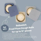 Babadoh Pizza Dough Proofing Silicone Containers with Lids | Pizza Making Accessories | Set of 3 | Multi Blue (1 Dough, 1 Smoke, 1 Steel) | Original Size (make 12" Pizzas)