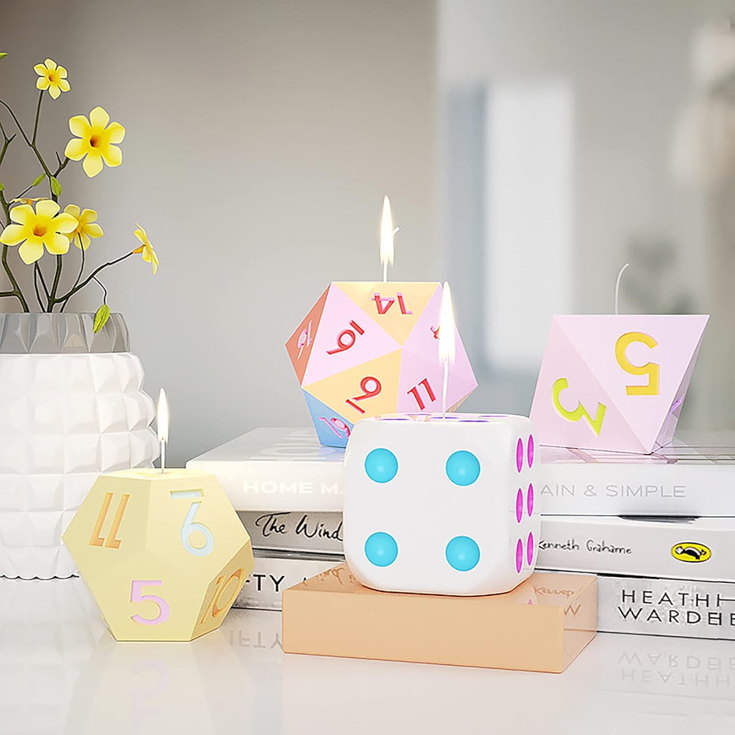 4 Pack Resin Mold Set - 4 Inch Dice, Triangle, Pentagon, 3D Candle & Chocolate Mold for Resin Candle & Soap Making