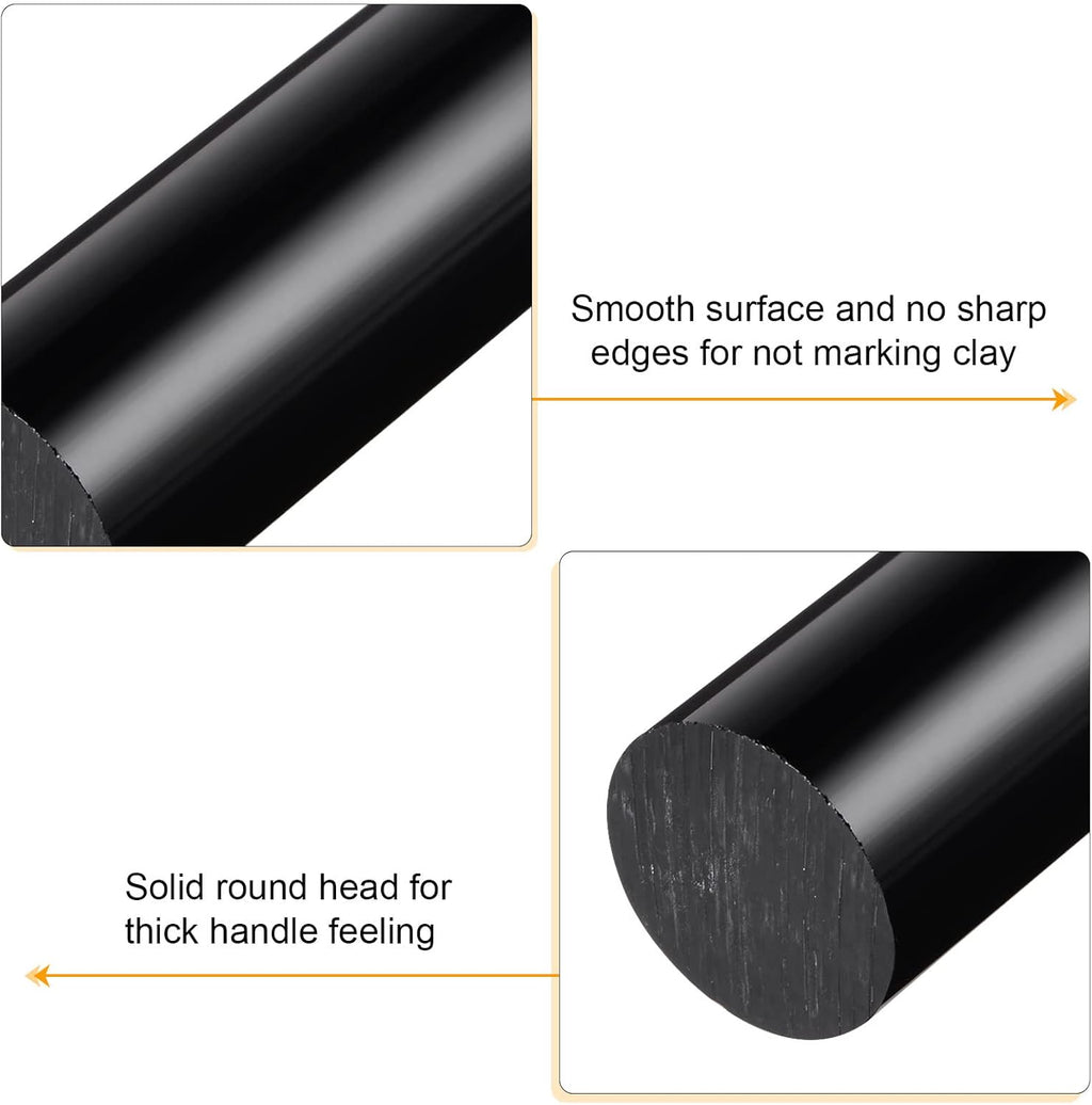 HARFINGTON Acrylic Clay Roller 6 Inch x 1 Inch Solid Non-Stick Plastic Round Tube Roller Polymer Clay Rod Fondant Rolling Pin for Shaping, Sculpting, Modeling DIY Crafts, Black