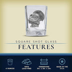 Heritage Pewter Turkeys Square Shot Glass | Hand-Sculpted 1.5 Ounce Shot Glass | Intricately Crafted Metal Pewter Inlay