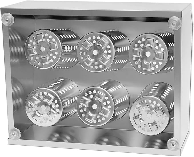 DYNAMI 6-Compartment Stainless Steel Utensil Holder,Commercial Perforated Silverware Holder,Cylinder Silverware Utensil Holder Flatware Organizer Countertop,for Restaurant Kitchen(6-Compartment)