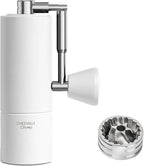TIMEMORE Chestnut C3S Pro Manual Coffee Grinder, Stainless Steel S2C Conical Burr Coffee Grinder, Hand Coffee Grinder with Foldable Handle, Adjustable Grind Setting for Travel/Camping/Home, White