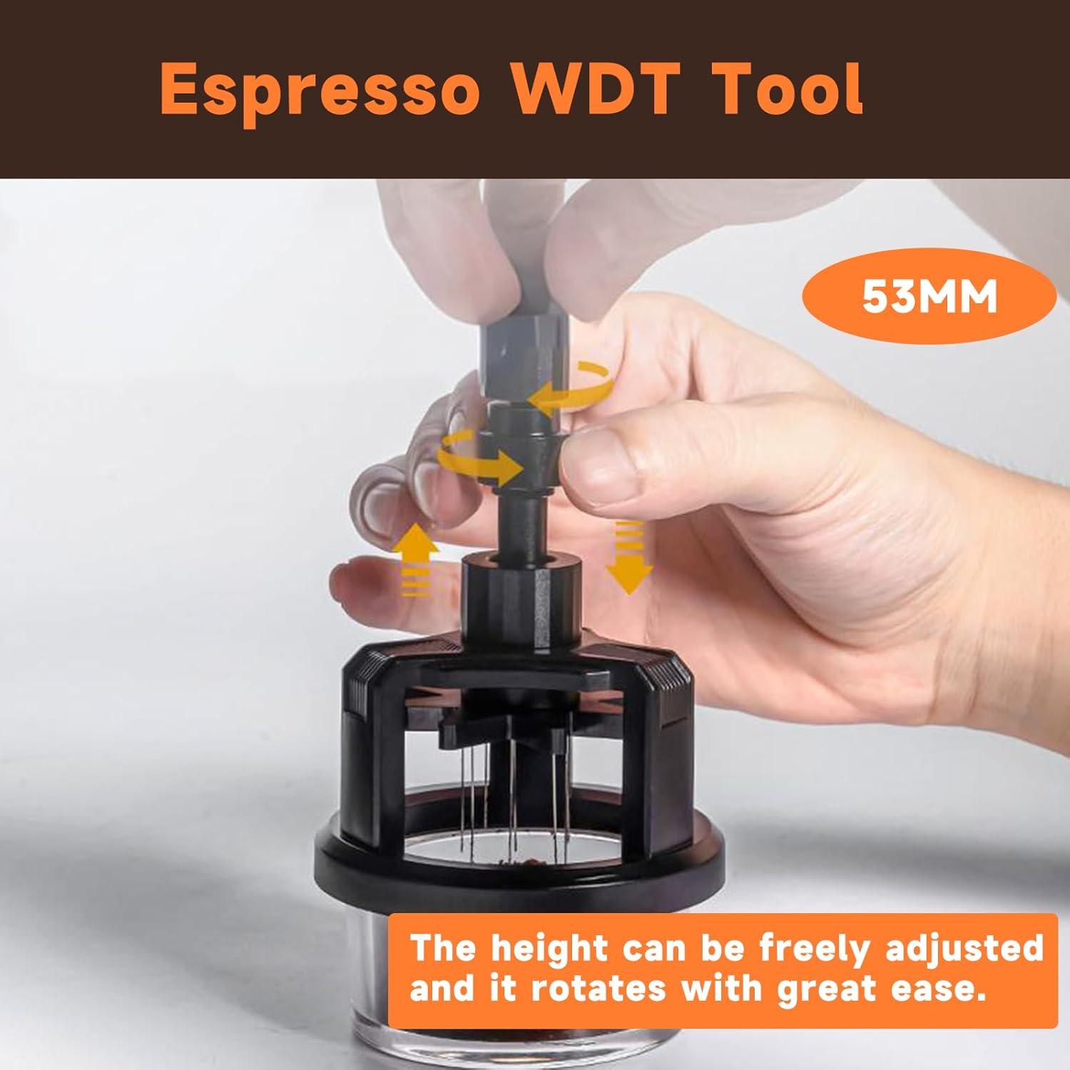 54mm WDT Tool ，Espresso Stirrer Distribution Tool,Compatible with Breville Portafilter 54mm,Adjustable Height,with Magnetic Suction