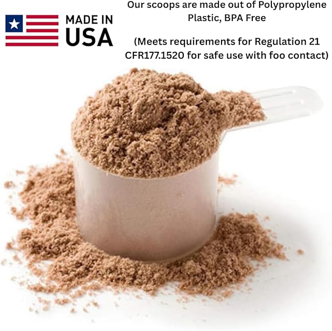 Plastic Measuring Scoop, (14.8 cc | 1 Tbsp | 1/2 fl oz. | 14.8 mL) Long Handle Spoons for Powders, Granules, Coffee, Pet Food, Baking Supplies, Protein and Other Dry Goods, BPA Free (Set of 500)