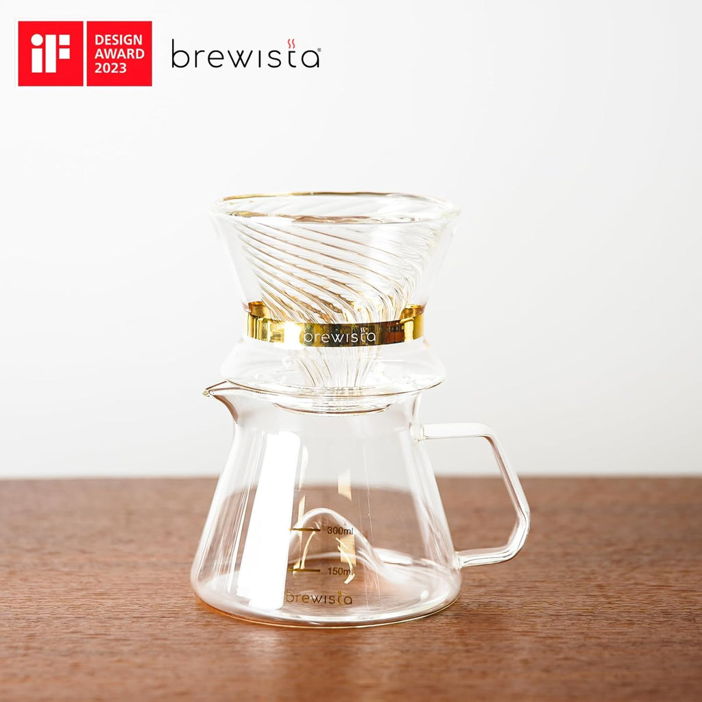 Brewista Tornado Duo Pour Over Coffee Dripper, Insulated Double Wall Glass, Easy-To-Clean Drip Coffee Maker for Home & Office(2-4 Cups)
