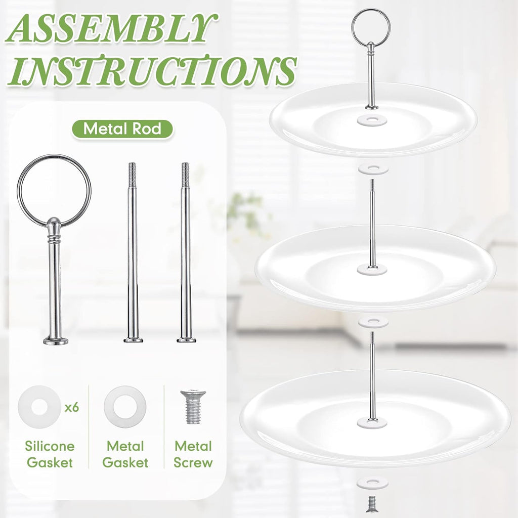 Tatuo 2 Pcs 3 Tier Porcelain Cupcake Stand, Cup Cake Holder Tower, Pastry Serving Elegant Dessert White Ceramic Tiered Stand for Wedding, Birthday, Tea Party(Delicate Round Shape)