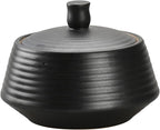 Retro Kitchen Canisters Ceramic Food Storage Jar Roud Shape with Silicone Airtight Lid for Tea, Coffee, Nuts, Herb, Spice, Sugar (Low Black)