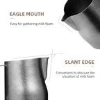 MHW-3BOMBER Milk Frothing Pitcher 450ml/15.2oz Milk Frother Cup Espresso Steaming Pitcher Stainless Steel Milk Frother Cup Barista Latte Art Round Spout Milk Jug, Silver spot P6003SS-OS