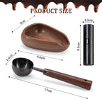 3pcs Coffee Bean Dosing Cup Set with Gift Box, Dosing Walnut Wood Cups Stainless Steel Spoon Portable Spray Bottle Static Reduction Precise Measuring for Espresso Tea Coffee Bar Accessories Kit