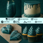 Bulk (20g) Green Luster Dust Edible Glitter for Cocktails, Premium Edible Metallic Dark Green Luster Dust for Drinks Cake Decorations Green Edible Glitter for Drinks Cupcakes Cookies Cakes Food Paint