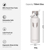 Super Sparrow Insulated Water Bottle - 17 Oz / 25 Oz / 32 Oz - Standard Mouth FlipFlow Flask - BPA Free, Leak Proof Drink Bottle- Ergonomic Straw Water Bottles for Work, Gym, Travel, Sports