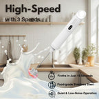 Rechargeable Milk Frother Handheld 3 Speed Coffee Foamer [3 Whisk] Electric Drink Mixer for Latte, Cappuccino, Coffee, Eggs, Hot Chocolate, White