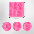Bow Molds for Chocolate 4 PCS,Bow Chocolate Molds Silicone DIY Baking Supplies,for Chocolate, Fondant, Ice Cubes, and More(Square+round, Pink, 2.7in)