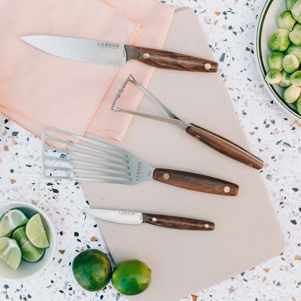 Lamson Vintage 3" x 6" Chef's Slotted Turner, Left-Hand, Walnut Handle